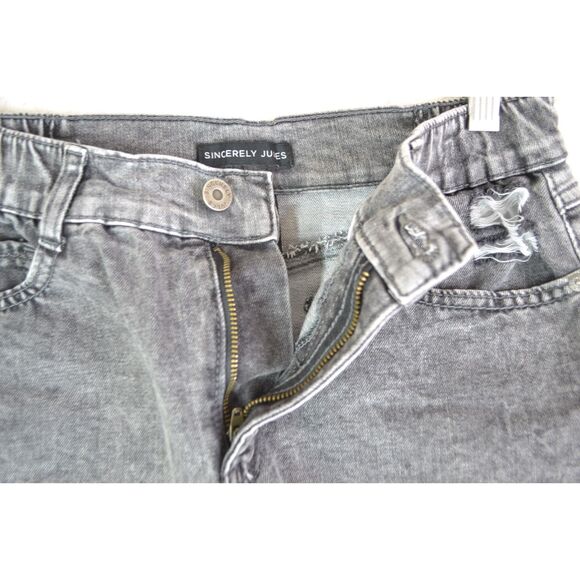 Sincerely Jules Women's 5/27 Black Acid Washed Jean Shorts - Picture 10 of 15